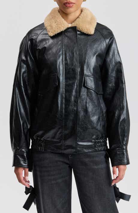 Faux Leather Aviator Jacket