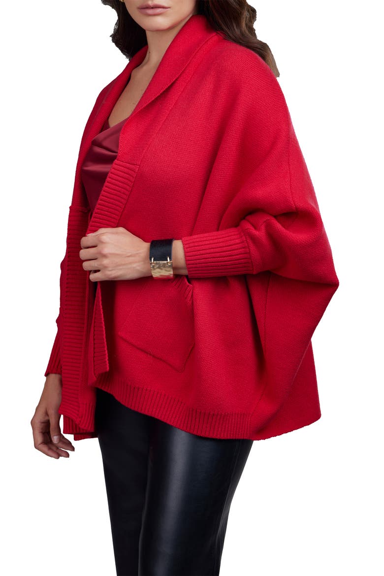 Oversize Ribbed Knit Cardigan, Alternate, color, RED