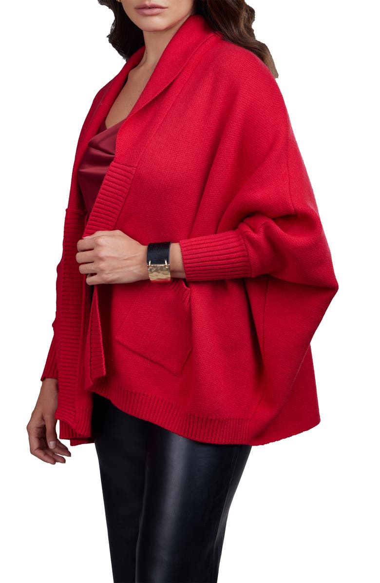 SAACHI Oversize Ribbed Knit Cardigan, Alternate, color, Red