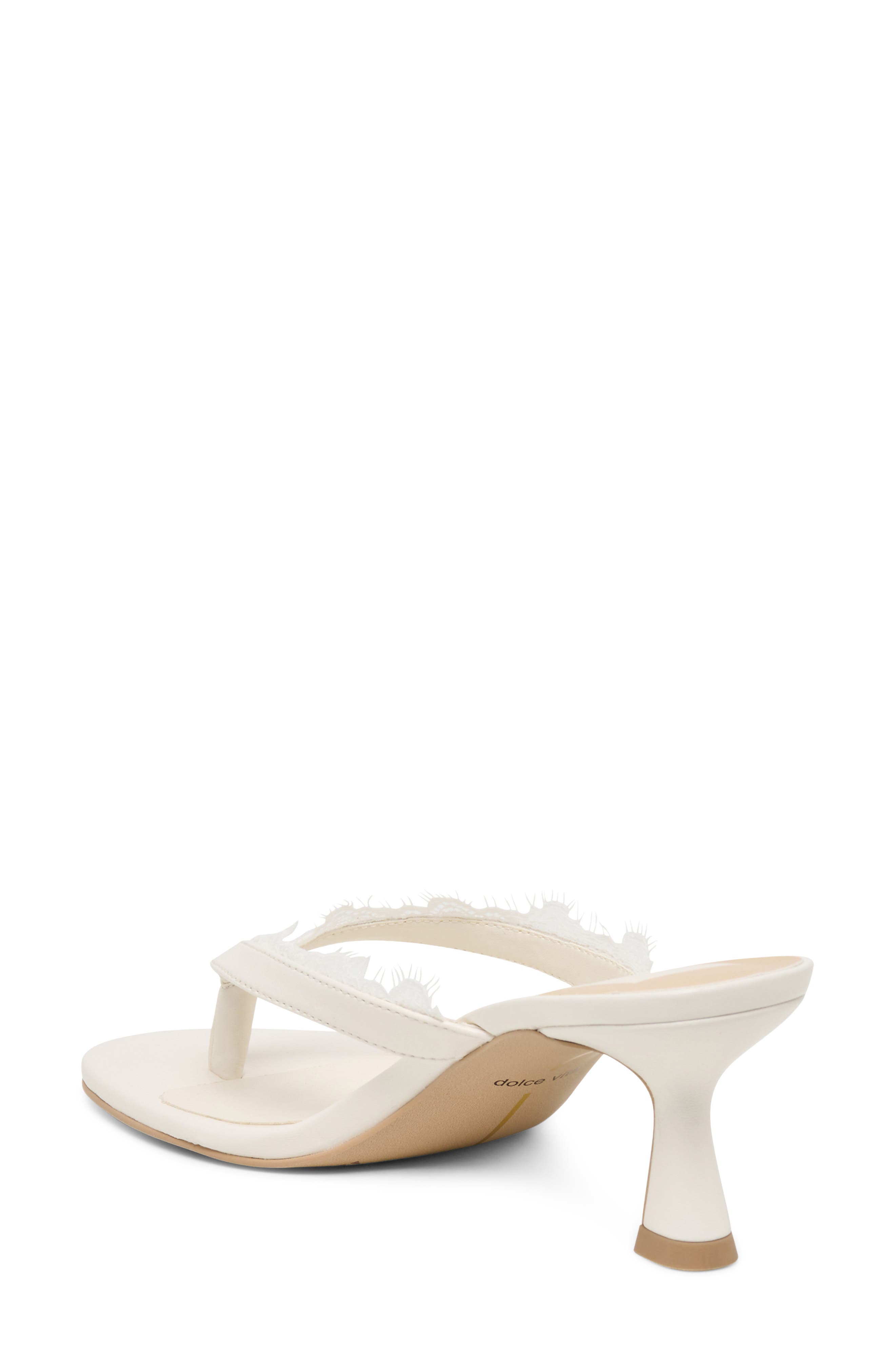 Dolce Vita Daksie Lace Trim Sandal, Alternate, color, True White Leather