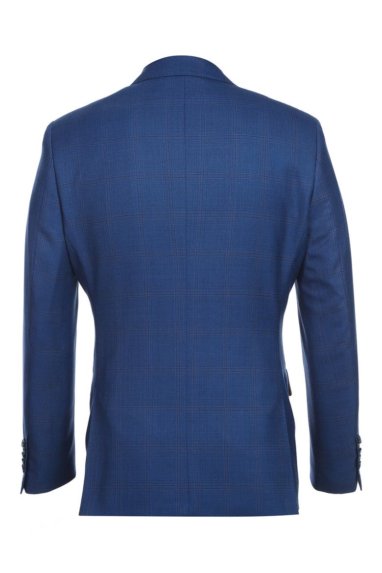 Plaid Trim Fit Wool Blend Two-Piece Suit, Alternate, color, NAVY