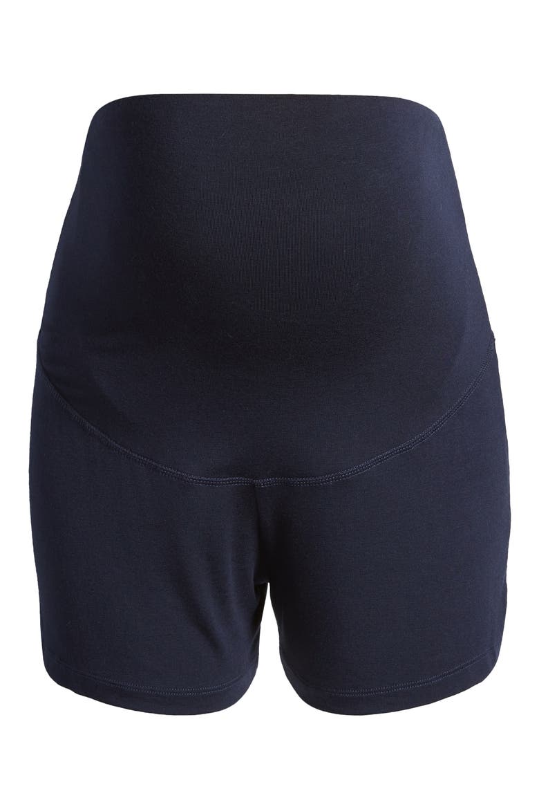 Super Soft Foldover Waistband Maternity Shorts, Alternate, color, NAVY BLUE