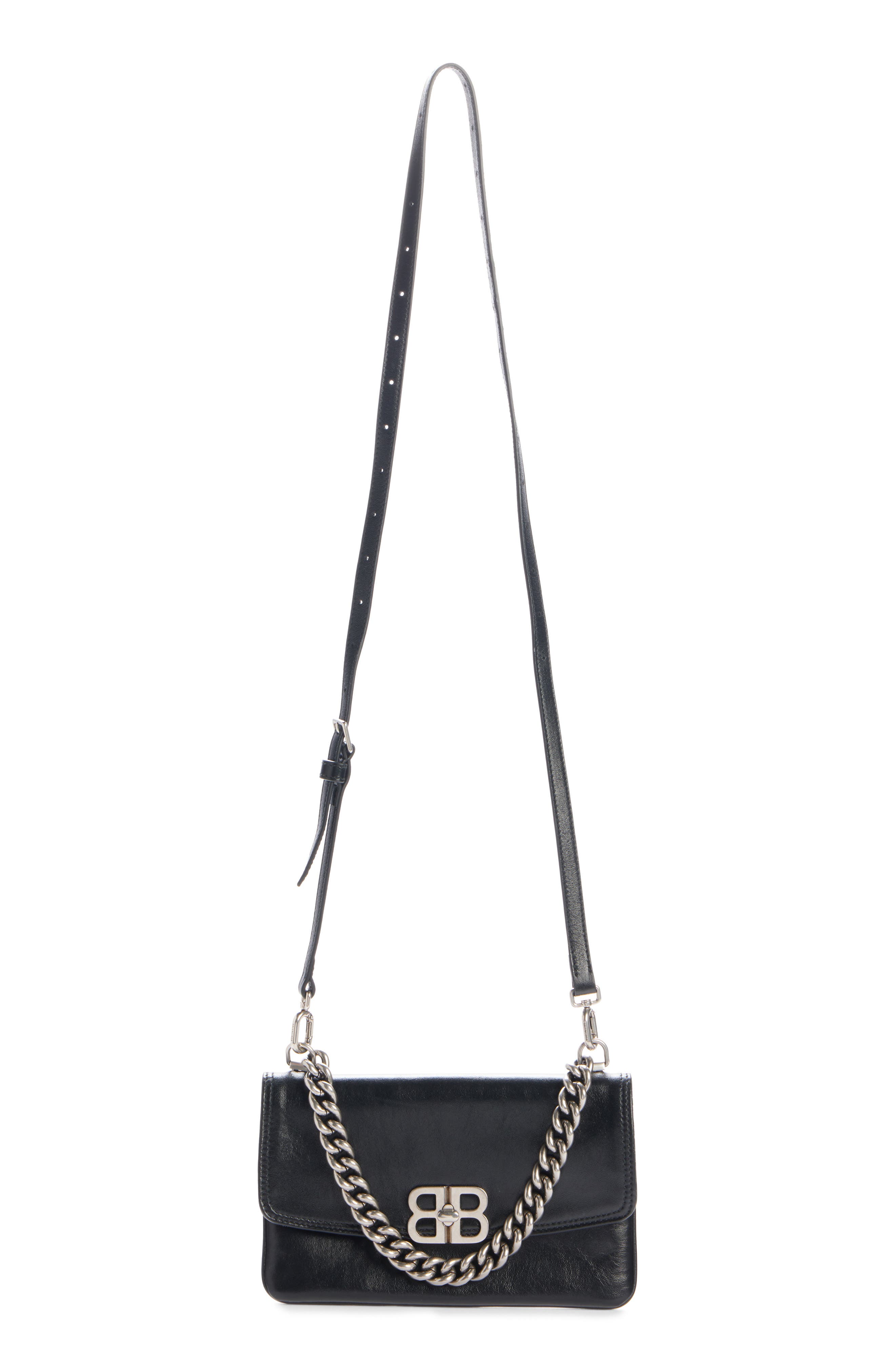 BB Soft Flap Leather Smartphone Crossbody Bag, Alternate, color, 1000 BLACK