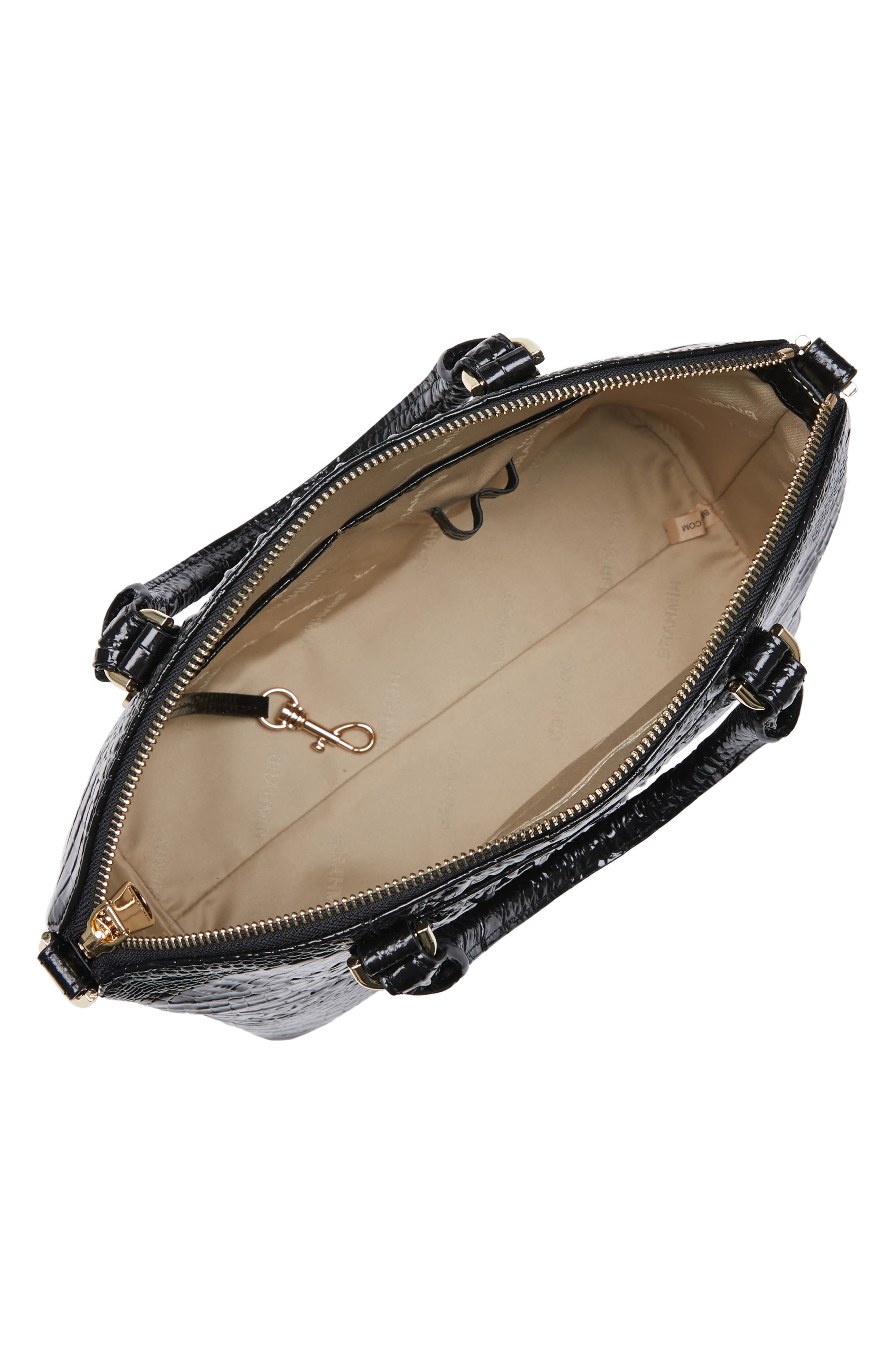 Brahmin Duxbury Croc Embossed Leather Satchel, Alternate, color, Black