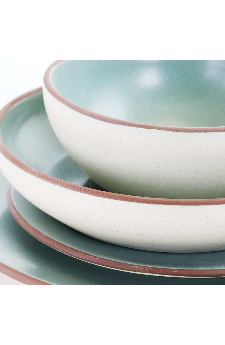 Gibson Elite Contempo Classic 16 Piece Round Terracotta Dinnerware Set, Alternate, color, Green