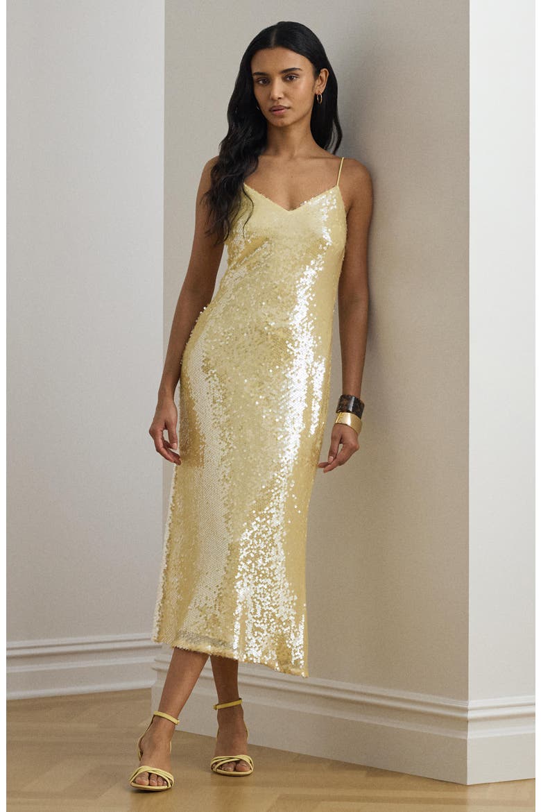 Opaline Luxe Sequin Cocktail Slipdress, Alternate, color, LEMON SORBET YELLOW