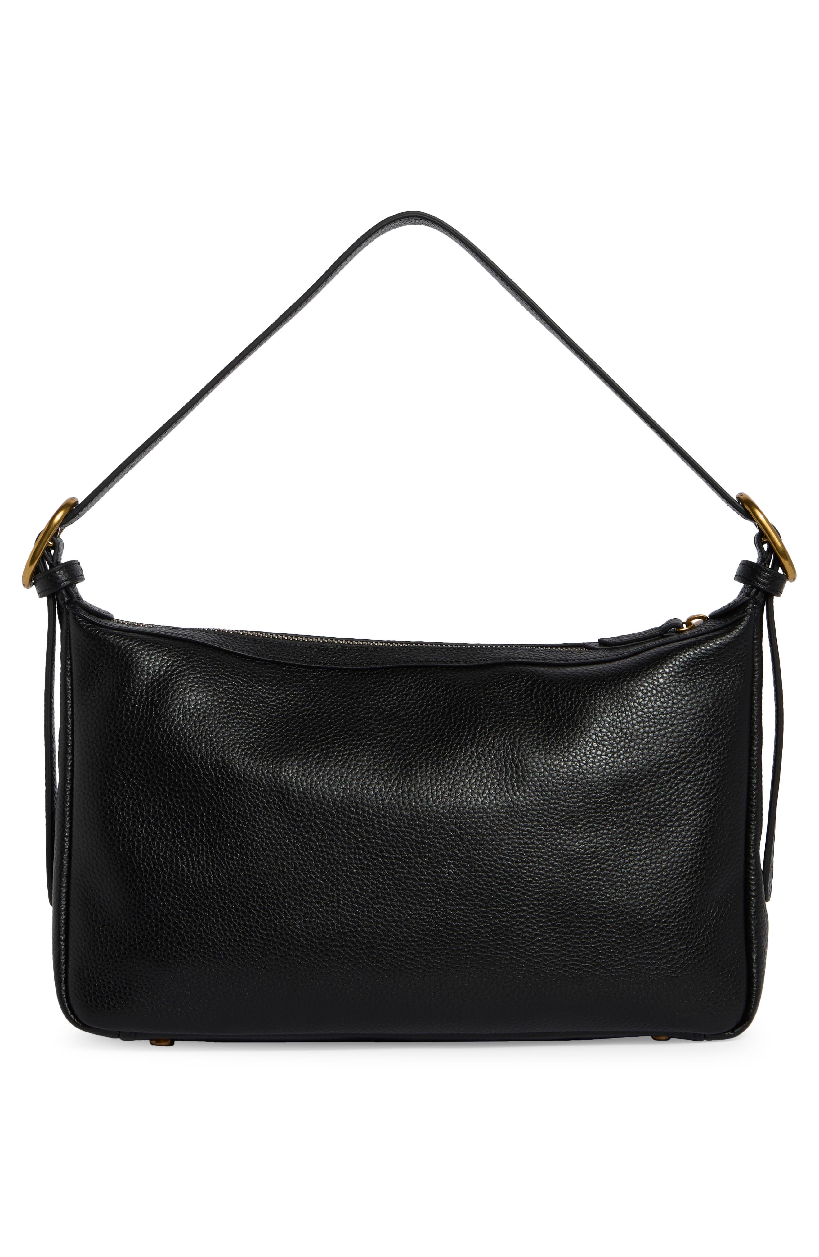 Angel Soft Leather Shoulder Bag, Alternate, color, BLACK