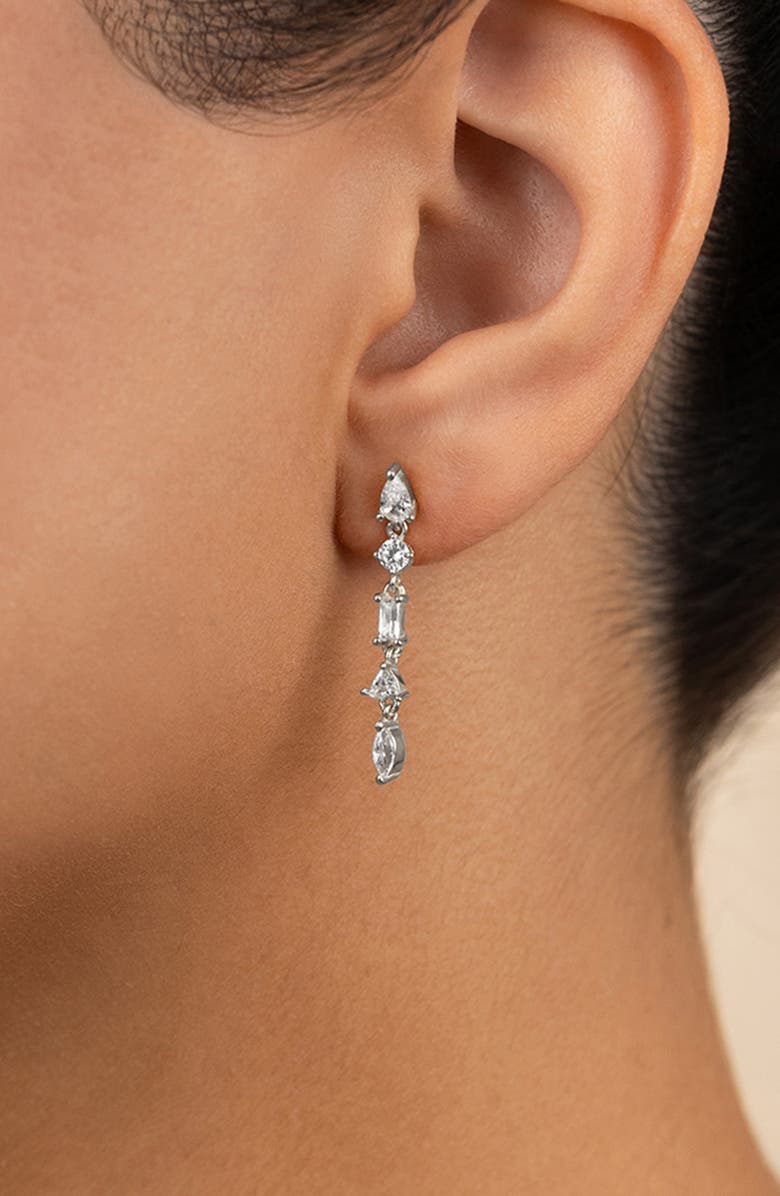 Sterling Forever Jacinda Cubic Zirconia Drop Earrings, Alternate, color, Silver