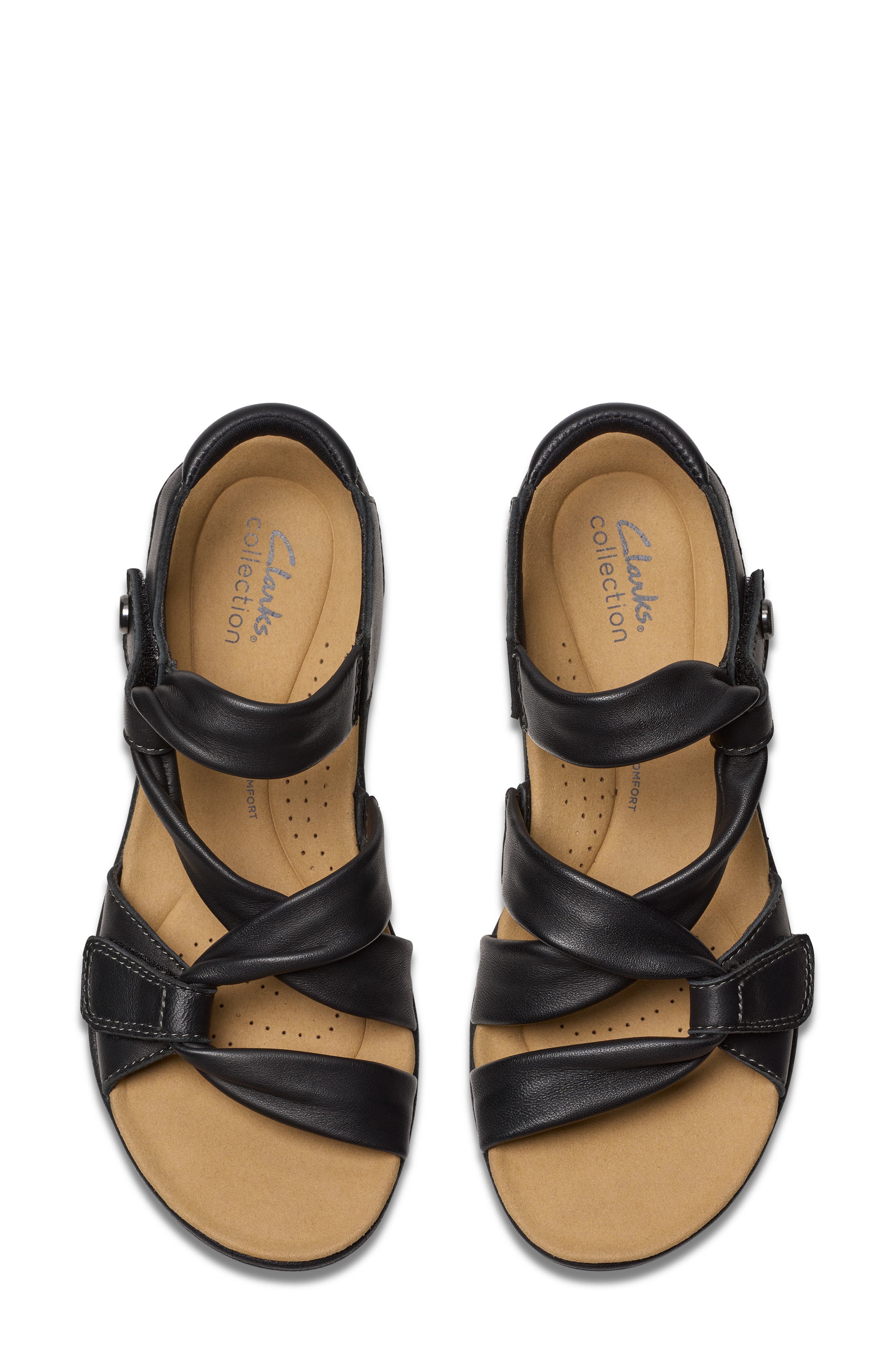 Clarks<sup>®</sup> Laurieann Bell Sandal, Alternate, color, Black Leather