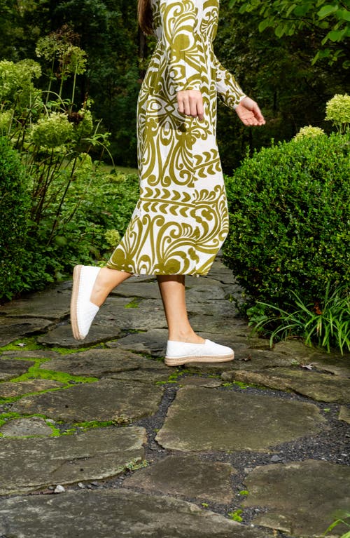 Patricia Green Abigail Espadrille Slip-on In White Quilted Leather