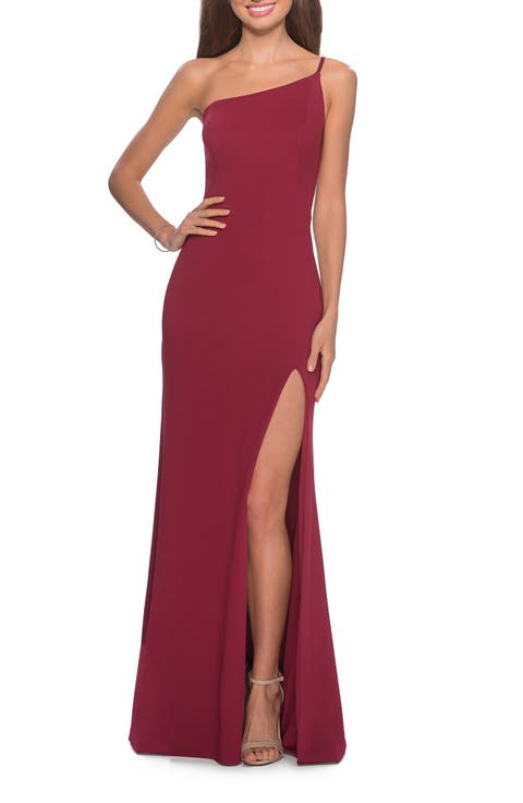 One Shoulder Long Jersey Homecoming Dress