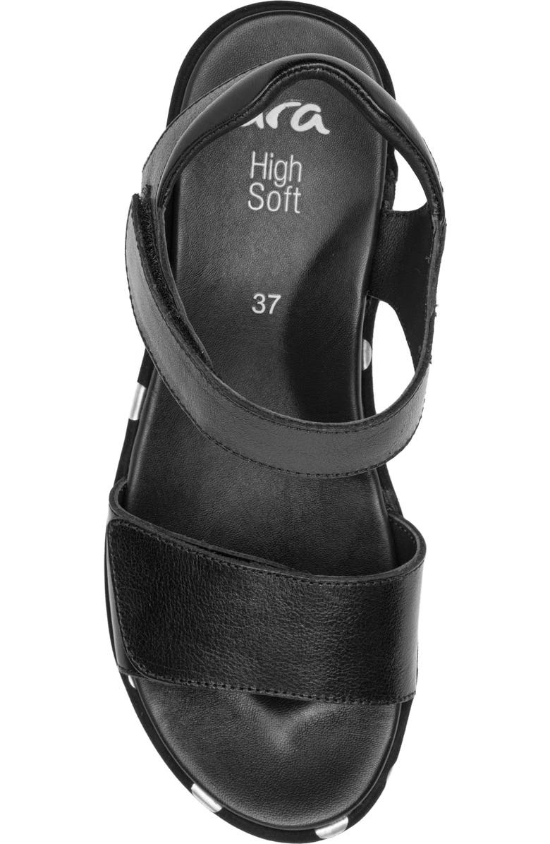 ara Rosepetal Platform Wedge Sandal, Alternate, color, Black/ Black/ Cream