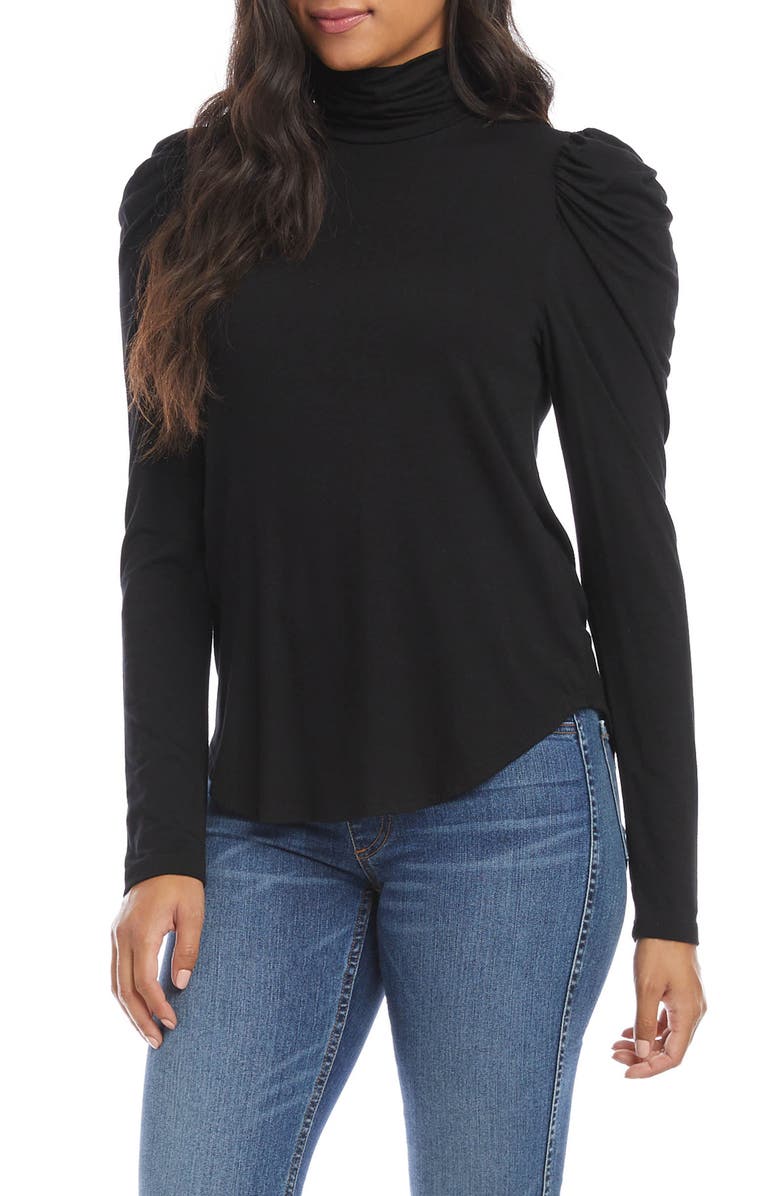 Karen Kane Shirred Long Sleeve Turtleneck Top, Alternate, color,
