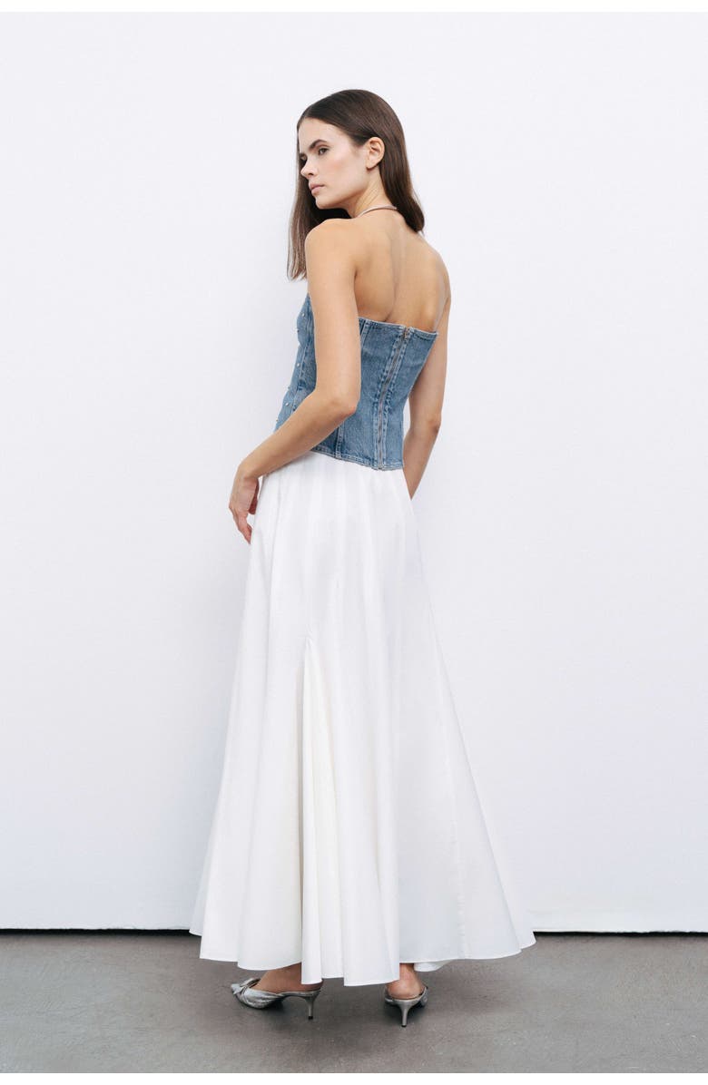 Nocturne Stoned Strapless Denim Crop Top, Alternate, color, 