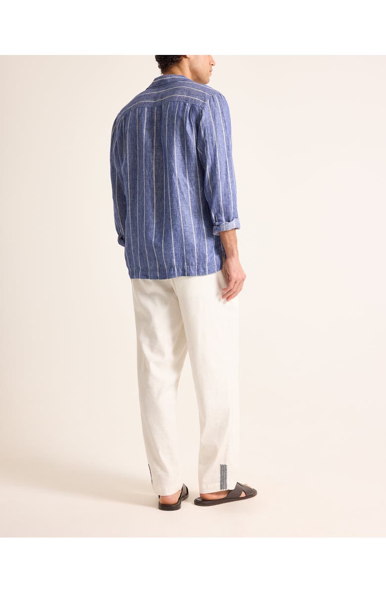 Orlebar Brown Sylvan Lino Relaxed Fit Linen Stripe Shirt, Alternate, color, Nightfall Blue Stripe