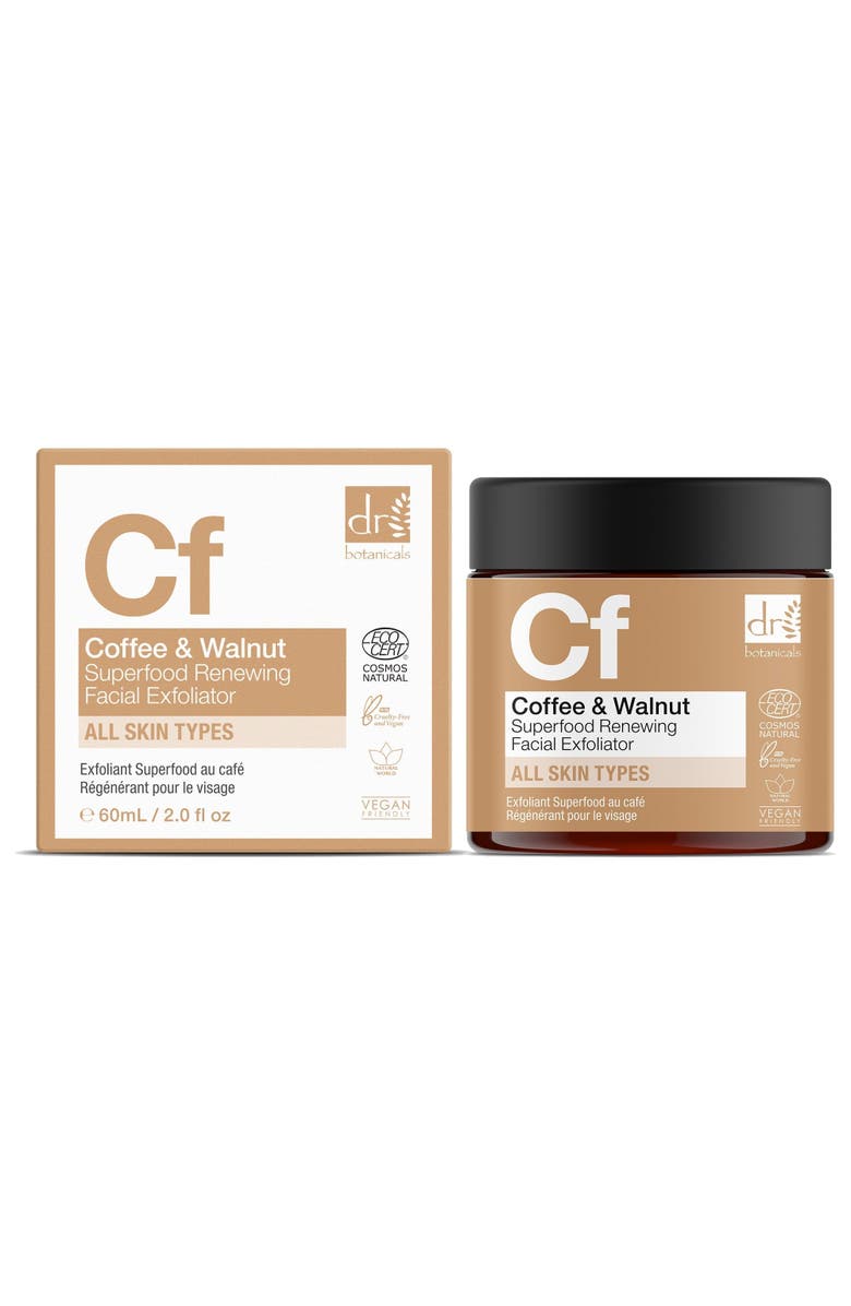 DR BOTANICALS Coffee Superfood Renewing Facial Exfoliator 60ml x 2 Duo Pack, Alternate, color, White
