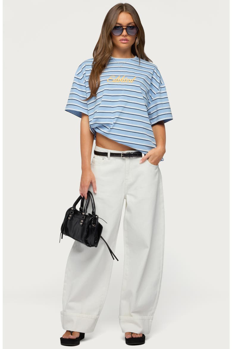 Chill Girl Stripe Oversize T-Shirt, Alternate, color, LIGHT-BLUE-AND-WHITE