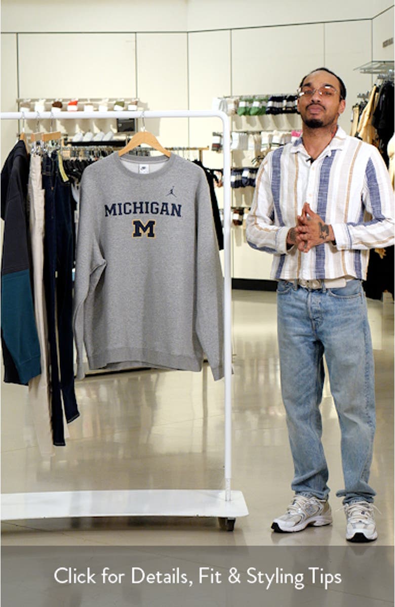 Men's Jordan Brand Heather Gray Michigan Wolverines Primetime Primary Stack Pullover Sweatshirt, sales video thumbnail