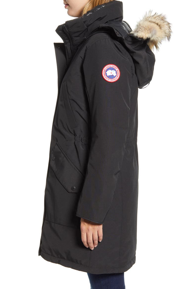 Ellesmere Arctic Tech 625 Fill Power Down Parka with Genuine Coyote Fur Trim, Alternate, color, BLACK