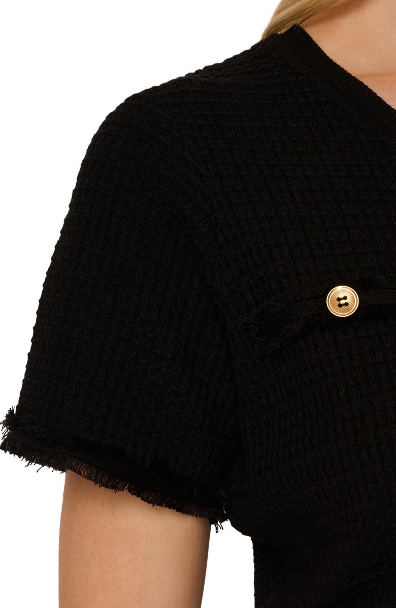 Adrianna Papell Short Sleeve Waffle Knit Midi Sweater Dress, Alternate, color,