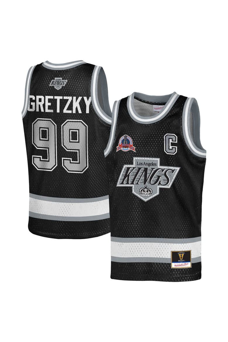 Youth Mitchell & Ness Wayne Gretzky Black Los Angeles Kings Maxxed Out Fashion Basketball Jersey, Main, color, Black