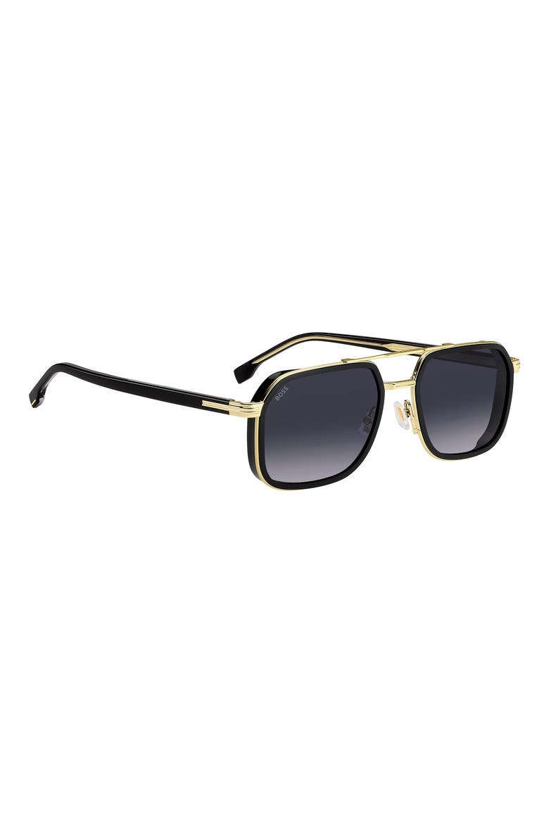 55mm Rectangular Sunglasses, Alternate, color, BLACK GOLD/ DARK GREY SF