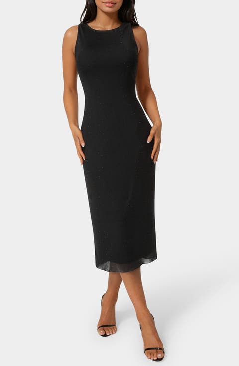 Sleeveless Rhinestone Powermesh Dress