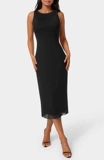 bebe Sleeveless Rhinestone Powermesh Dress