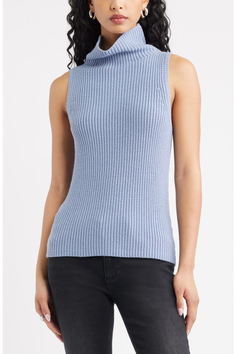 Sleeveless Funnel Neck Sweater, Main, color, BLUE TEMPEST