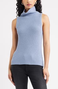 Open Edit Sleeveless Funnel Neck Sweater