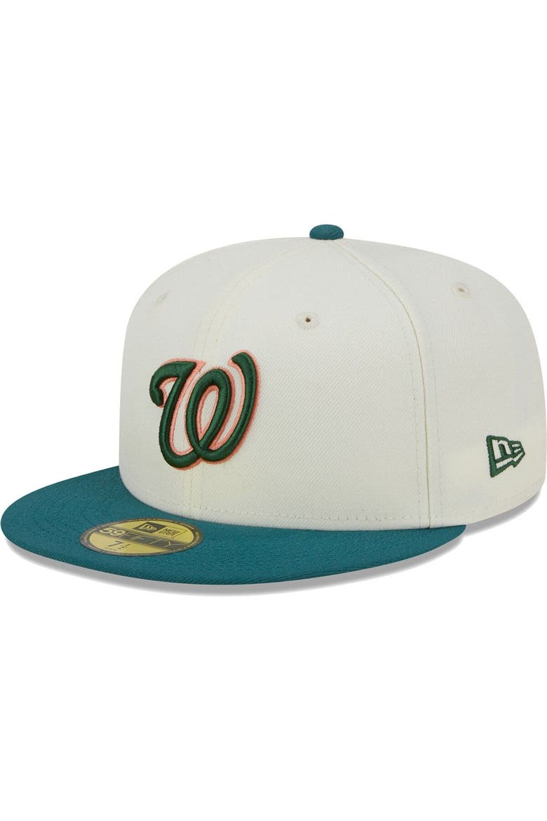 Men's New Era Cream Washington Nationals Chrome Evergreen 59FIFTY Fitted Hat, Alternate, color, Cream