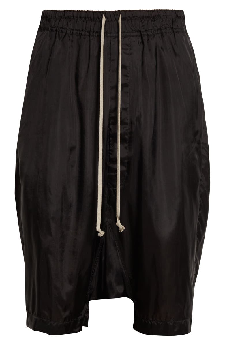 Rick Owens Pods Drop Crotch Shorts, Alternate, color, Black