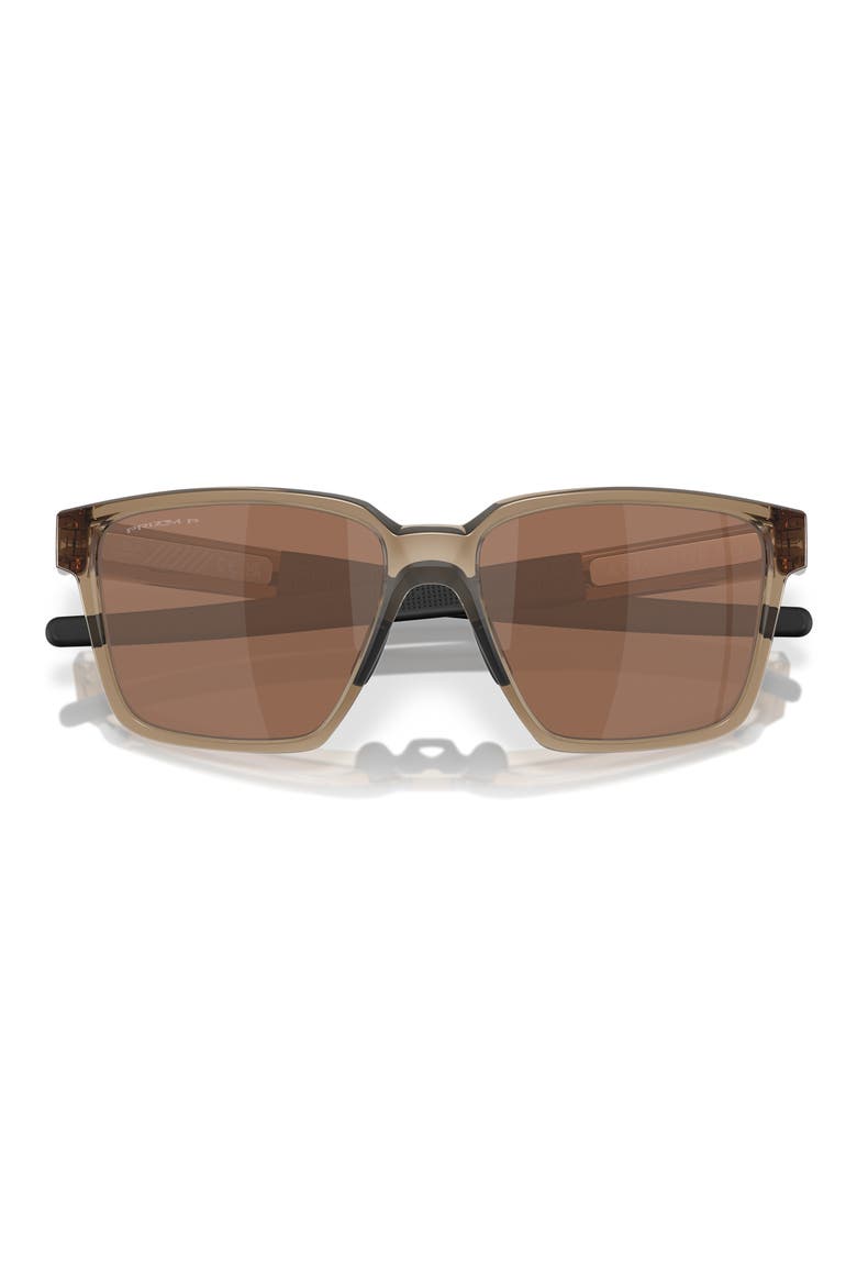57mm Polarized Rectangular Sunglasses, Alternate, color, BROWN