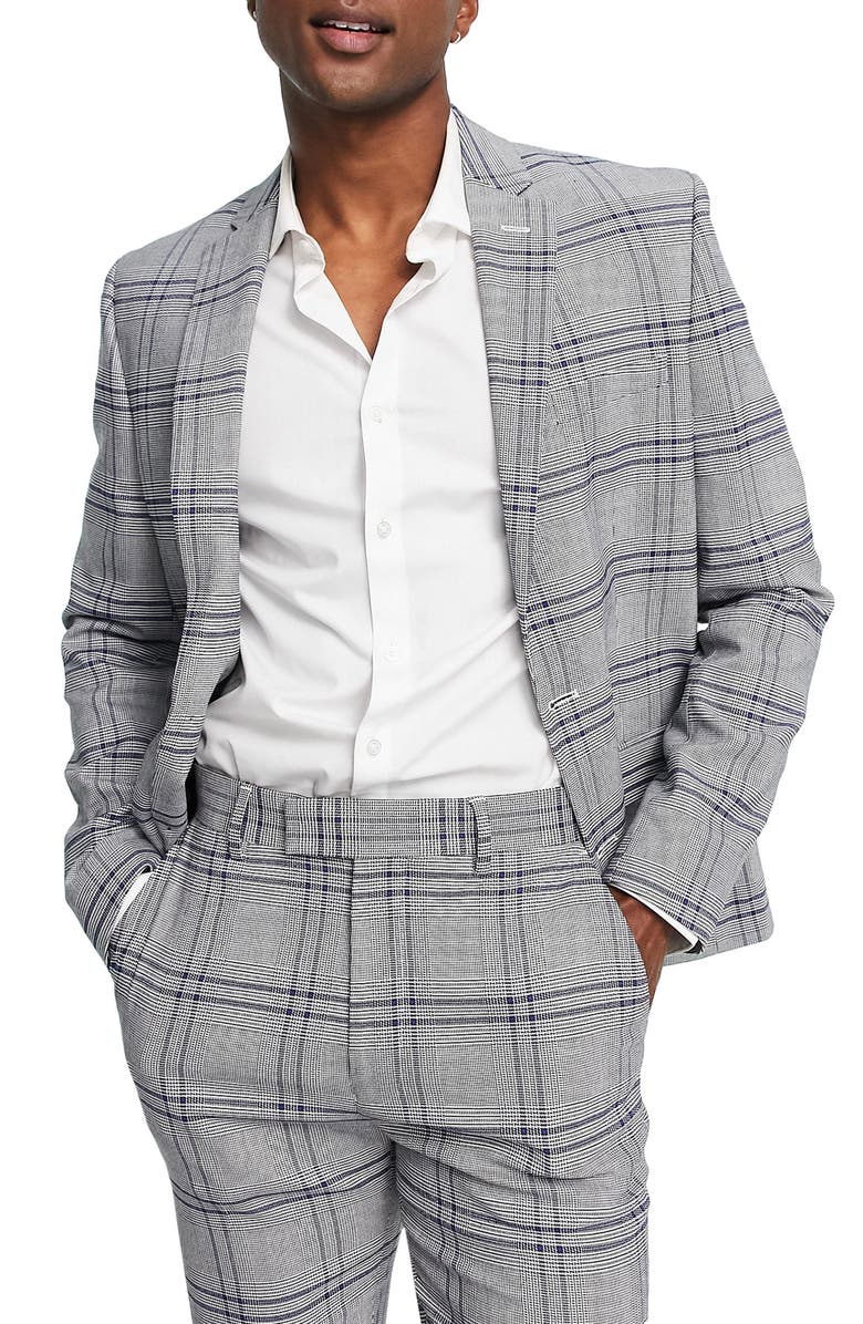 ASOS DESIGN Plaid Skinny Suit Jacket, Main, color, 