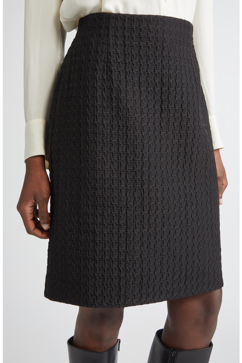 High Waist Textured Houndstooth Jacquard Skirt, Alternate, color, BLACK