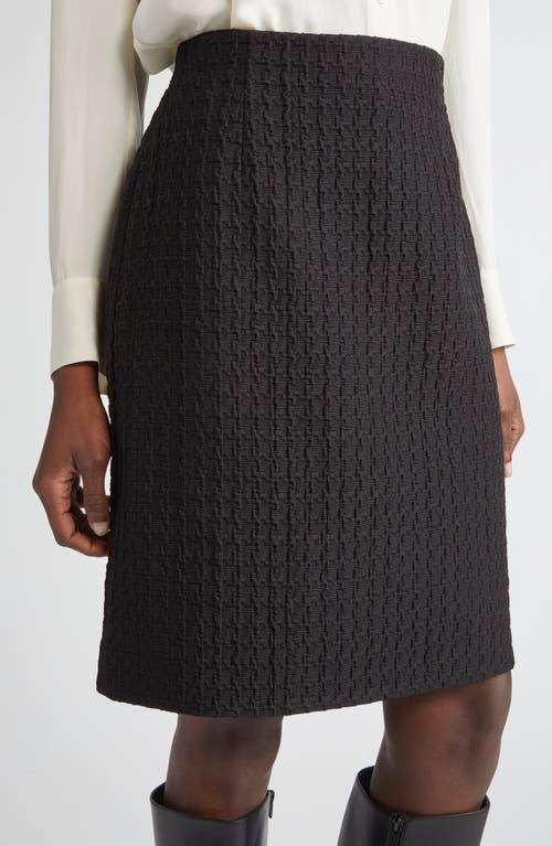 Lafayette 148 New York High Waist Textured Houndstooth Jacquard Skirt In Black