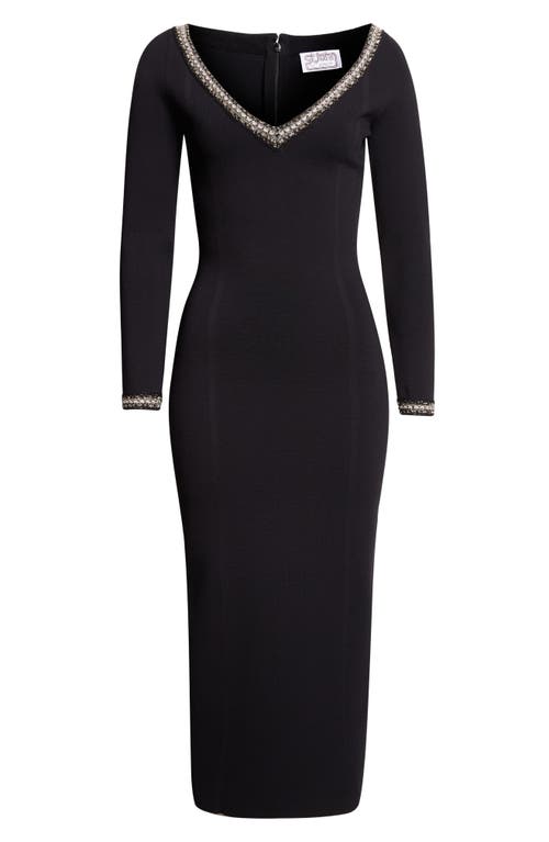 St John St. John Imani Braided Trim Knit Midi Dress In Multi