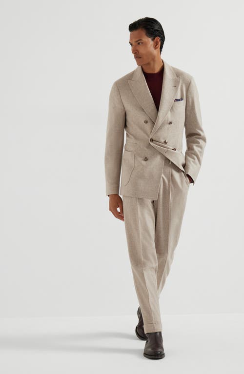 Brunello Cucinelli Leisure Fit Trousers With Pleats In Neutral