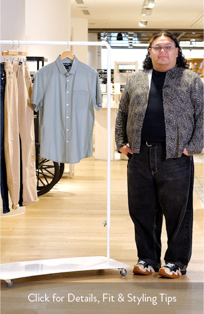 Leeward Trim Fit Dot Print Short Sleeve Button-Up Shirt, sales video thumbnail