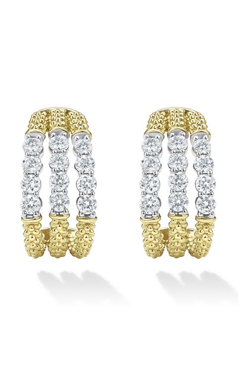 Superfine Signature Caviar Diamond Half Hoop Earrings