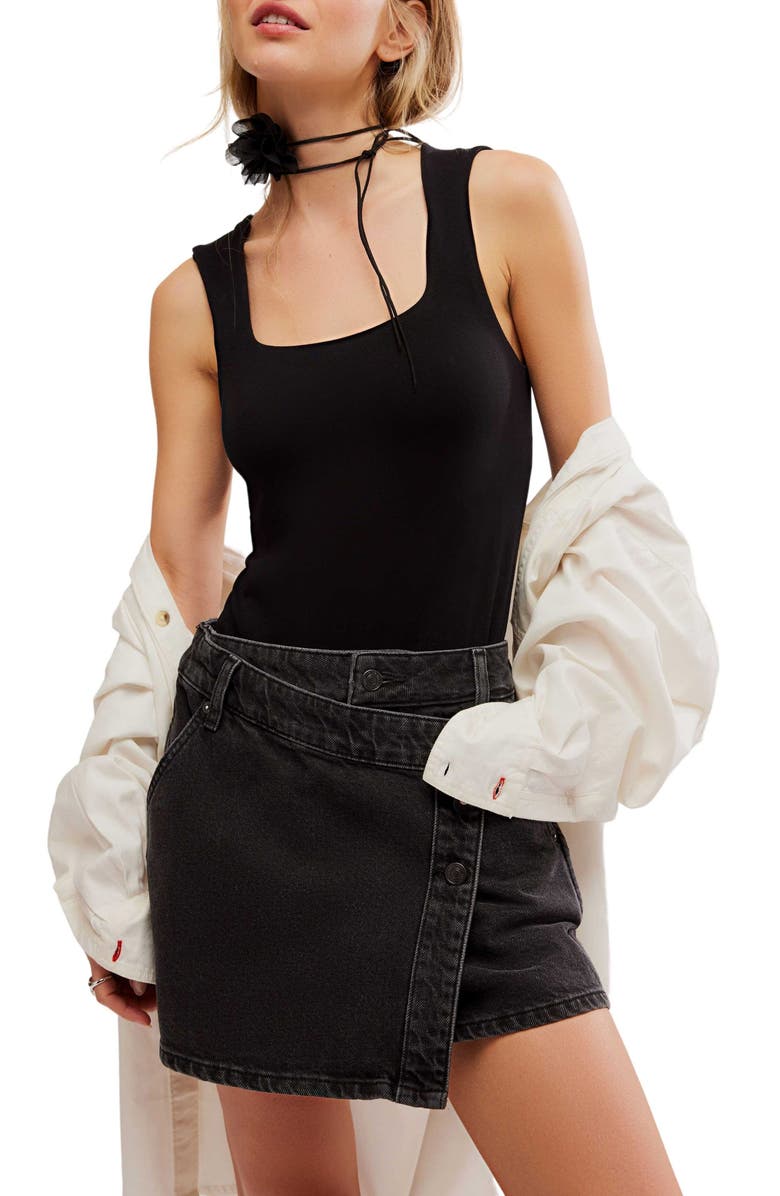 Free People Luna Square Neck Tank Bodysuit, Main, color,