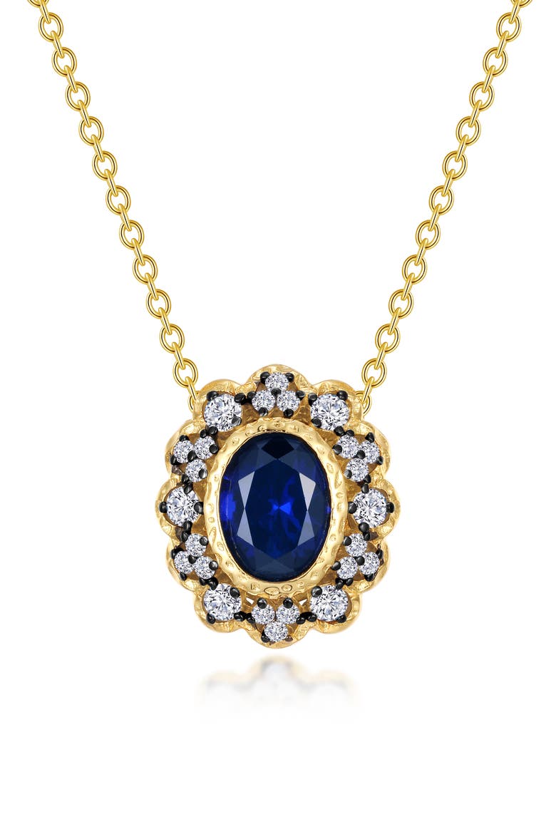 Lab-Grown Sapphire & Simulated Diamond Pendant Necklace, Main, color, SAPPHIRE