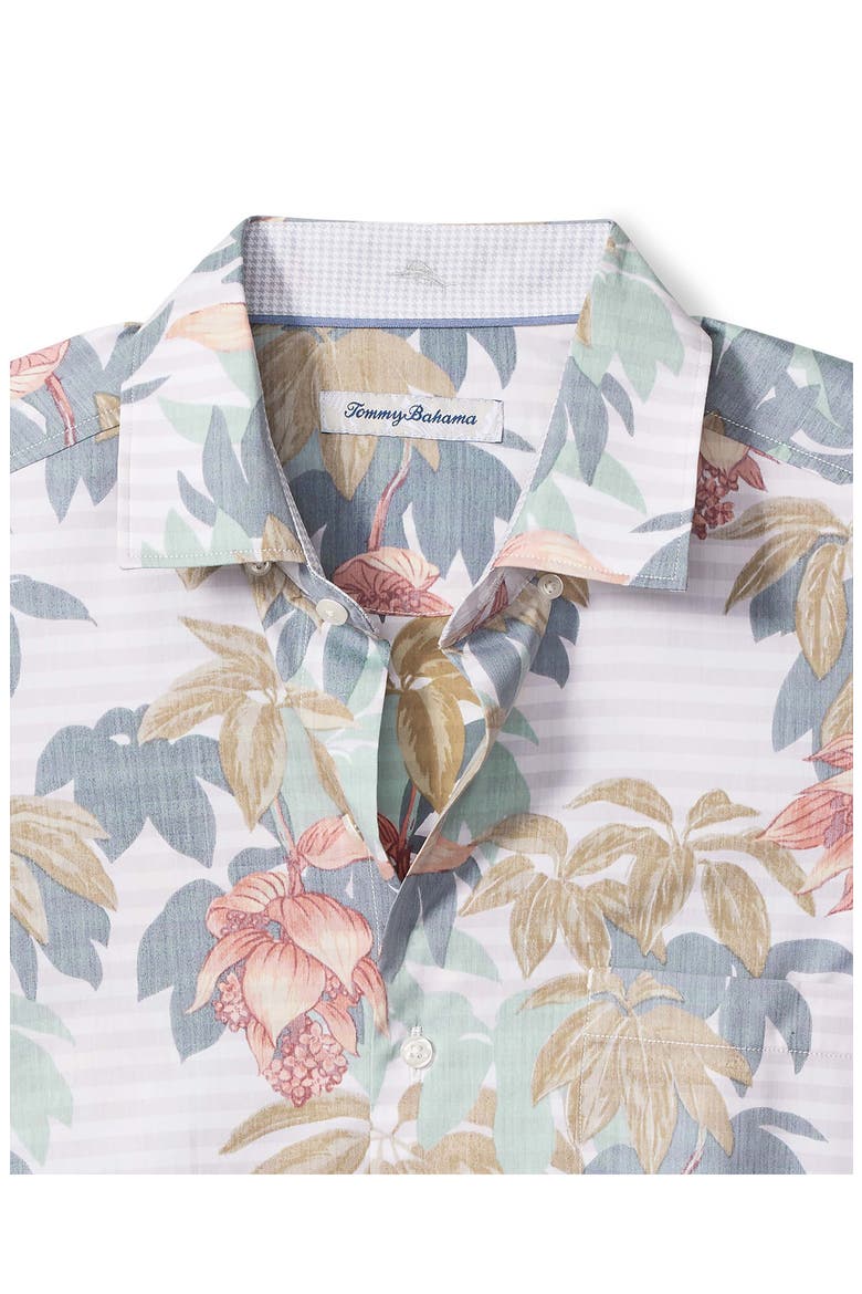 Falling Gardens Floral & Stripe Cotton & Silk Button-Up Shirt, Alternate, color, CORAL HAZE
