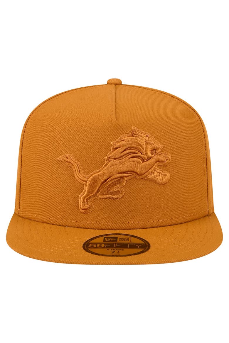 Men's New Era  Brown Detroit Lions Color Pack A-Frame 59FIFTY Fitted Hat, Alternate, color, Brown