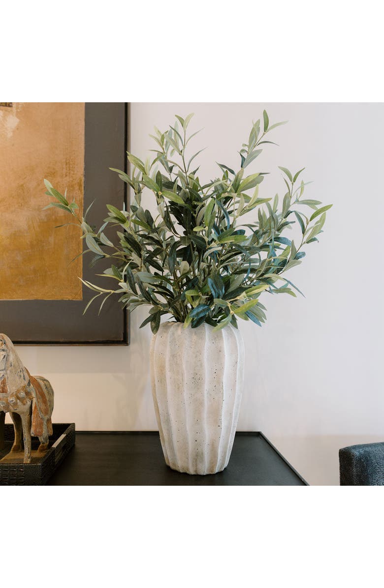 CG Hunter 30" Faux Olive Arrangement in Artisan Vase, Alternate, color, Crème