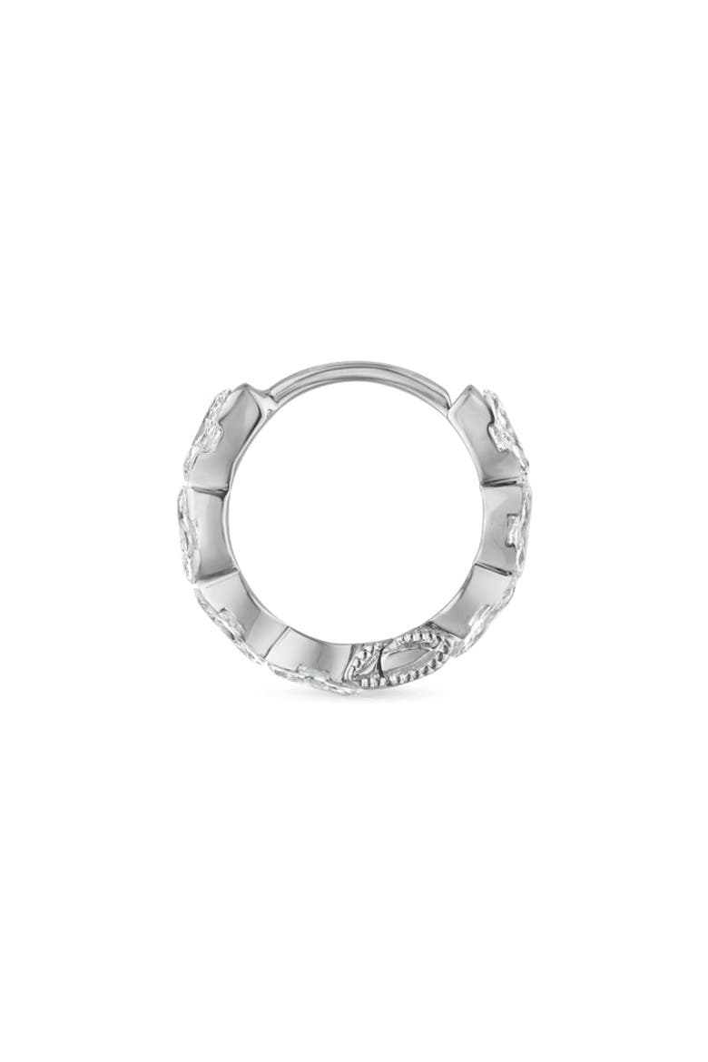 Single Diamond Marquise Eternity Hoop Earring, Alternate, color, WHITE GOLD