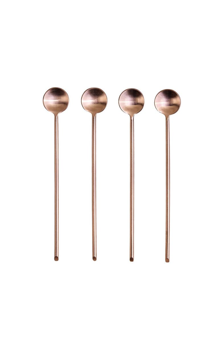 Be Home Thin Rose Long Spoon - Set of 4, Main, color, Gold