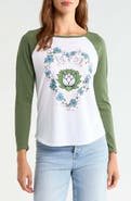 Lucky Brand Heart Lotus Raglan Sleeve T-Shirt