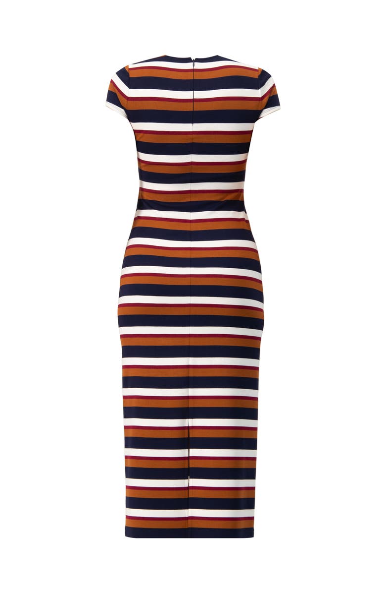IVONNE Long Wide Stripes Cap Sleeve Dress, Alternate, color, Multi-Brown