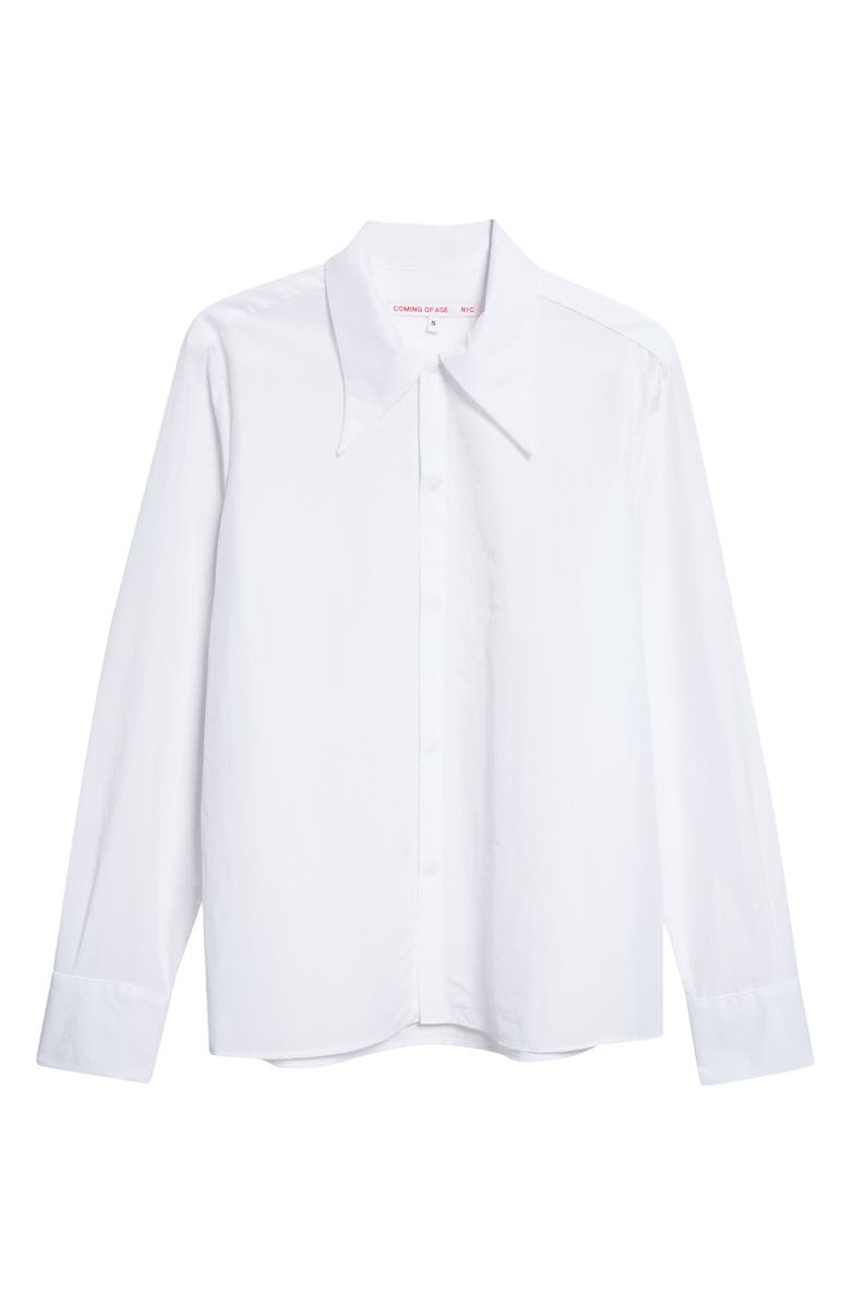 COMING OF AGE Nylon Blend Snap-Up Shirt, Main, color, White Nylon